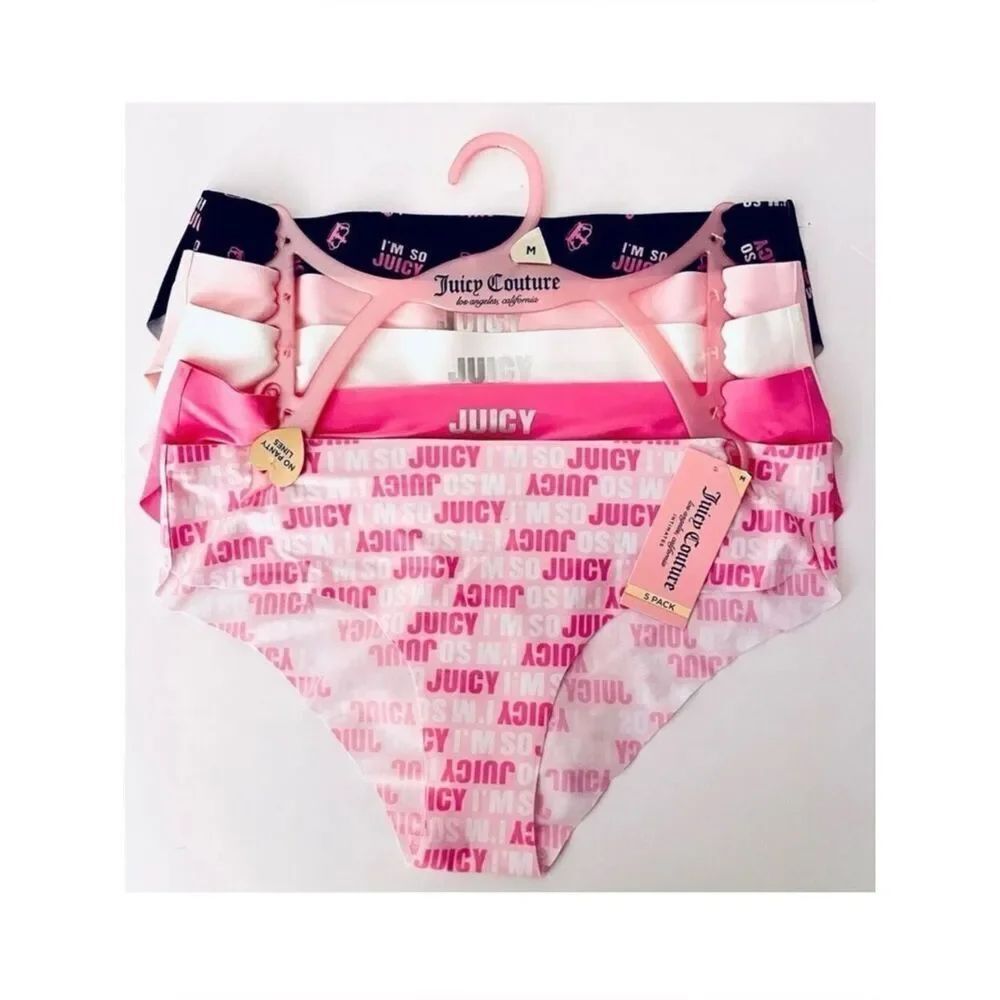 NWT Juicy Couture M Colorful Signature I’m so Juicy Stretchy 5 Bikini Panty Pack